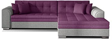 mb-moebel Ecksofa mit Schlaffunktion | Couch für Wohnzimmer, Schlafsofa Sofagarnitur Sofa Eckcouch L-Form Wohnlandschaft mit Bettfunktion Moreno (RECHTS, Rosa+Grau)