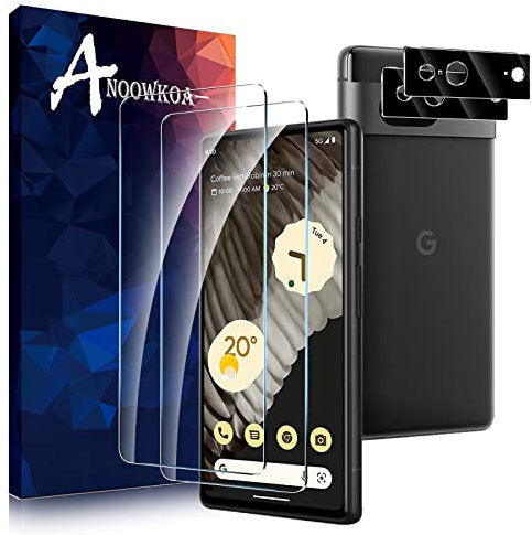 Anoowkoa 2+2 Pièces Compatible avec Google Pixel 7 Film Protection écran TPU Ultra Transparentno Trempé avec Caméra Verre Trempé Protecteur sans Bulles