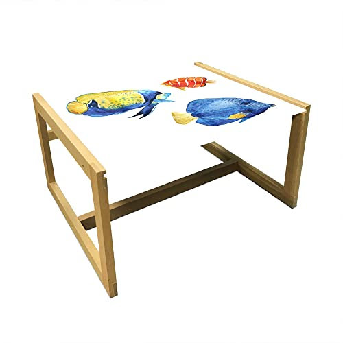 ABAKUHAUS Fisch Couchtisch, Tropic Akzente Aquarium, Acrylglas-Mitteltisch mit Holzrahmen für Büros Wohnheime, Mittel Größe, Azure Blau Scarlet