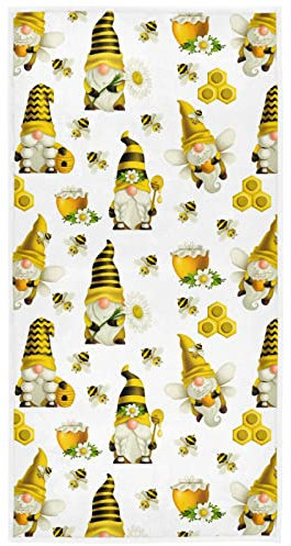 Pfrewn Zwerg Bienen fliegende Zwerg Gänseblümchen Handtücher weich saugfähig Badezimmer Gästehandtuch zum Aufhängen Küche Geschirrtuch für Heimdekoration 40,6 x 76,2 cm