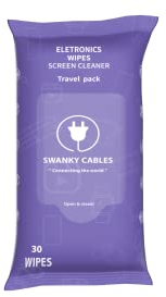 SWANKY CABLES Screen Cleaner Wipes: Electronic Wipes for Screens - Computer, Phone, TV & Monitor Cleaning - Soft, Alcohol-Free, 30 Count