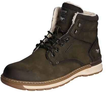 MUSTANG Herren Stiefelette Winterboot sportlich Schnürung Warmfutter 4141-604, Größe:42 EU, Farbe:Grün