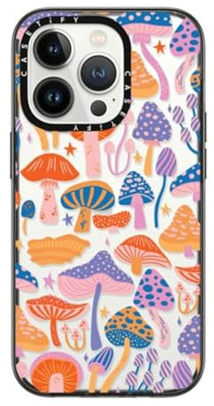 CASETiFY Compact Case for iPhone 14 Pro [Lightweight / 4 ft. 2X Military Grade Drop Protection/Slim] - Magic Mushrooms - Clear Black