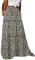 Byoauo Damen Rock Langer Elastische Taille A-Linie Falten mit Taschen Bohemien Blumen Leicht Strandrock Midi-Rock Skirts