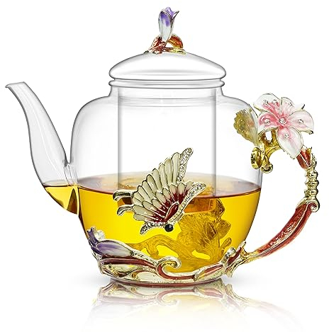 Kaiyuan Dynasty Teiera 1300 ml giglio rosa con uovo e colino estraibile, regalo per amanti del tè