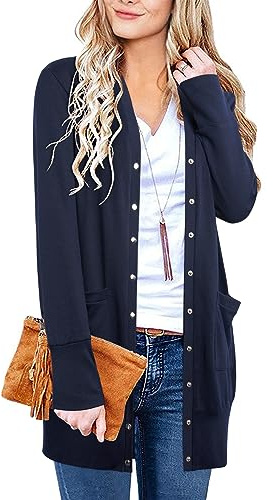 II ININ Women Cardigans for Women UK Ladies Long Cardigan Fall Lightweight Knit Cardigan Navy