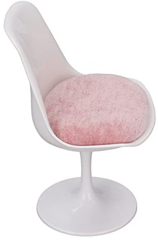 Zerodis Puppenhaus-Bürostuhl, Sturzsicher, Runde Füße, weiß, Rosa, Puppenhausstuhl 1:6 Zur Dekoration (Ohne Armlehne)