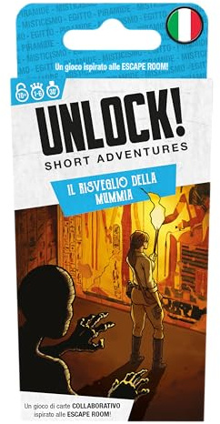 Asmodee - Entriegeln! Short Adventures, Mumie Erwachen - Brettspiel mit App, Escape Room, 1-6 Spieler, 10+ Jahre, italienische Ausgabe