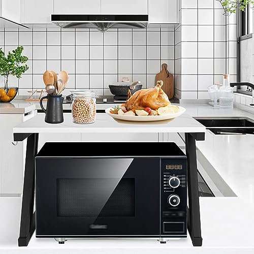 MAYMAR Mikrowellen Regal, Erweiterbares Mikrowellenständer, Gewürzregale, Mikrowellenhalter Organizer Küchenregal Stehend, Arbeitsplatte Küche. (Z-57 * 38 * 38cm/schwarz+marmor)