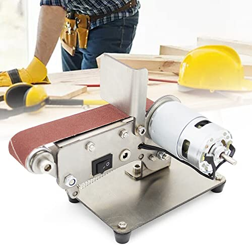 300W Elektrisch Bandschleifer Tellerschleifer DIY Poliermaschine Kantenschärfer Mini Bandmaschine Bandschleifmaschine Schleifmaschine Polierer, 7 Gänge (895 Spindelmotor)