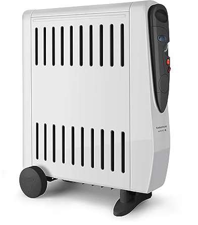 Taurus - Radiador de aceite. 2500W. 3 niveles de potencia. Doble efecto: radiación y convección. Termostato. Humidificador integrado. Ruedas y asa de transporte. Recogecables. Gris