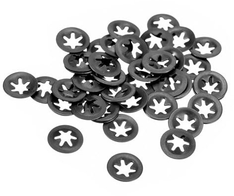 Kozelo 40uds Interna Diente Estrella Arandela - [M3 x 9mm OD] Rápido Velocidad Estrella Bloqueo Arandelas Surtido Kit para Maquinaria Muebles Coche Uso 65Mn Negro Óxido Acabado