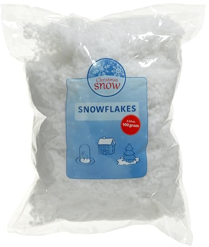 MIJOMA Kunstschnee Dekoschnee Schneewatte Schneedeko, Zauberhafte Winterlandschaften, Winterszenen, Weihnachtsdekoration, weiß, künstlicher Schnee, Schneeoptik (Schneeflocken 100g)