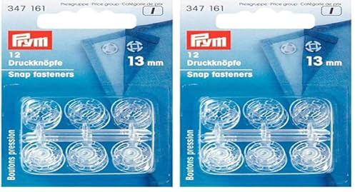 Prym 347161 Sew-on snap Fasteners Plastic [Size 13mm, Transparent, 12 Pieces], Natural, 13 mm, Stück PRYM_347161-1 (Pack of 2)