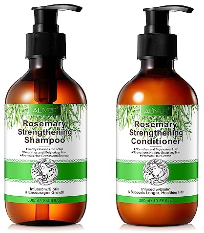 Rosmarin Shampoo w/Rosmarin Conditioner für Haarwachstum, Rosemary Shampoo und Conditioner gegen Haarausfall, Nährende Kopfhaut, Reduziert Frizz, Feuchtigkeit Shampoo Haarspülung für Damen Herren