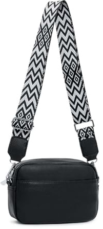 Damen Tasche Gürteltasche Brusttasche Umhängetasche Schultertasche Bauchtasche Crossbody Bag Hüfttasche Handtasche Abendtasche Kunstelder SchwarzV1