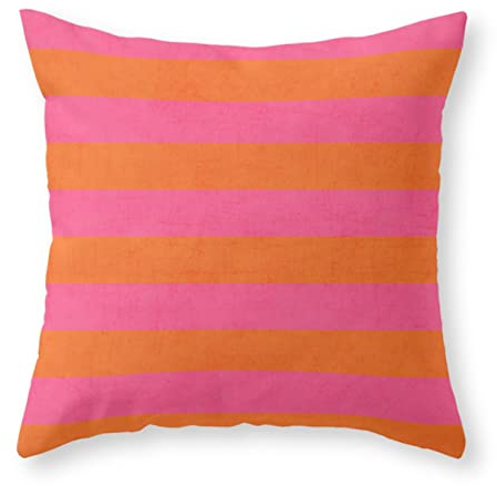 Taies d'oreiller, Rayures Rose Vif Et Orange Rétro Throw Housse De Coussin Personnalise Taie Oreiller Housse De Coussin pour Decoration Voiture Chambre 45X45Cm