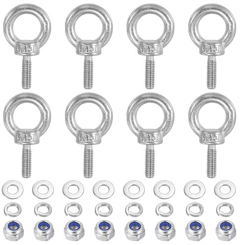 PATIKIL M3 x 9mm Bullone Occhiello a Spalla Sollevamento, 8pz Bullone a Occhiello Filettato Ring Sollevamento in Acciaio Inossidabile 304 con Rondelle Dadi