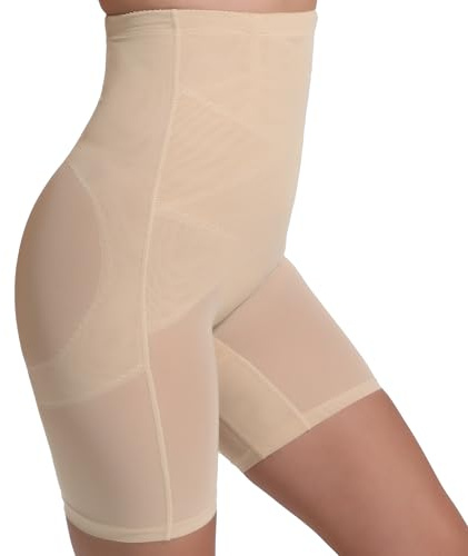 INNERSY Pantalon Corto Moldeador Mujer Beige Braguitas Fajas Reductoras Mujer Abdomen Cintura Alta (L, Beige)