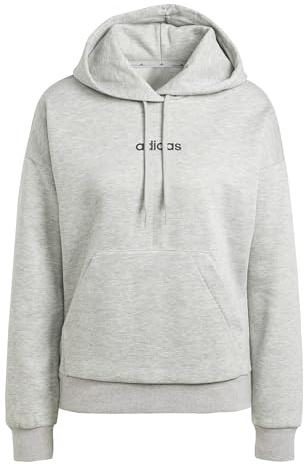 Adidas Women's Essentials LINEAR Fleece Hoodie, medium Grey Heather/Black, L