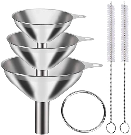 Ensemble d'entonnoirs de cuisine en acier inoxydable, 6 pièces, 3 pièces, for remplir des bouteilles, Mini entonnoirs métalliques (Color : With brush)