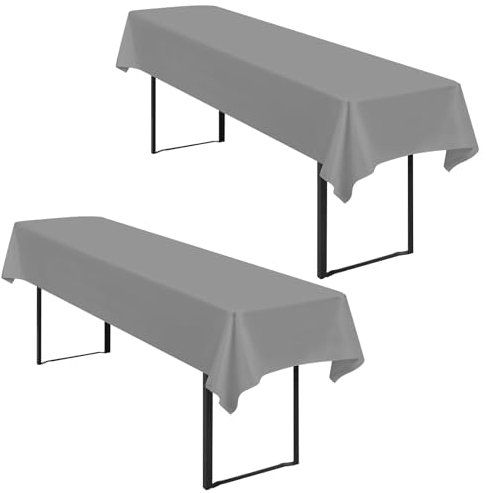 2 Stück Tischdecke Bierzeltgarnitur 100 x 250cm Biertisch Tischdecke wasserdichte Polyester Tischdecken grau Biertischdecke für 50 und 70cm Biertische, Rechteckige Tischdecken für Hochzeitsfeiern