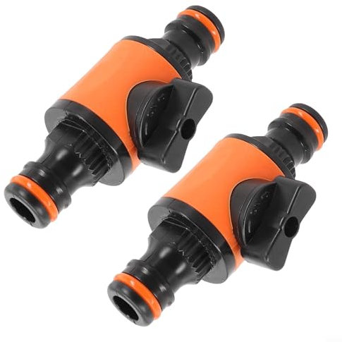 2 connettori per tubo da giardino con valvola di chiusura e attacco rapido