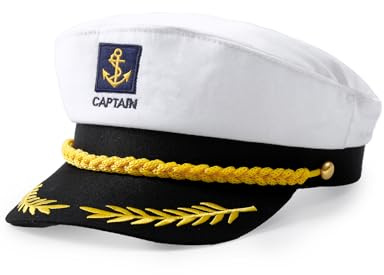 COSAVOROCK Kapitänsmütze Herren Yacht Admiral Mütze Weiß
