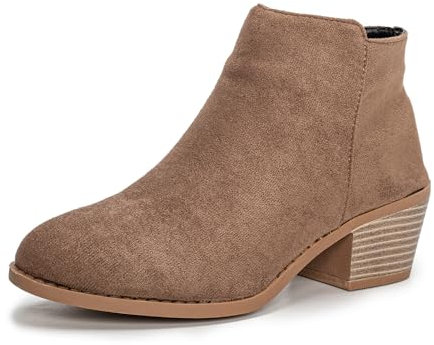 Hoefirm Stivaletti da donna con tacco basso, stivaletti invernali, Camoscio Taupe, 37 EU