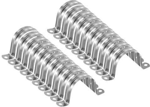 sourcing map 20pcs 2 Inch 50mm Conduit Clamps, M50 U Tube Pipe Clamp, Stainless Steel Rigid Pipe Strap, U Shaped Bracket with Two Hole for Pipe Tube Hose Wire Cord Fixing