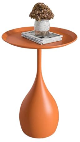 Couchtisch Klein, Beistelltisch Rund, Gute Tragfähigkeit Glatte Kanten Platz Sparen Eisenkunst, für Wohnzimmer, Schlafzimmer(Orange)