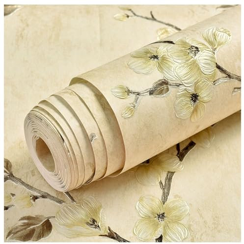 Vintage Floral Nonwovens Wallpaper Peel and Stick Blue/white Retro Self Adhesive Wall paper 70s/60s/50s Removable Contact Paper Decorative Paper for Cabinets and Drawers(2,53x1000cm/20.8x393.7in)