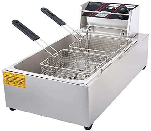 SmPinnaA Freidora De Acero Inoxidable De 3200W Y 20L con Mango De Cesta, Control De Termostato Ajustable, Comercial para El Hogar