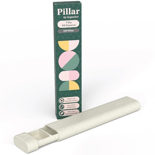 Pillar - 7 Tage Pillendose Organizer | BPA-freier Weizenstroh Pillendose Organizer | Schöner Tablet Organizer für Reisen und Zuhause (Off White)