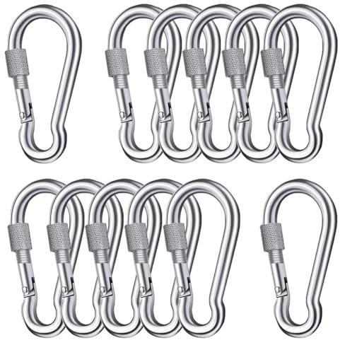 10 Stück Karabinerhaken M6 Schraubkarabiner Edelstahl 304 Schraubverbinder Kettenglied Karabiner mit Schraubverschluss 60 x 6mm für Verbinden Befestigen Aufhängen Takelage