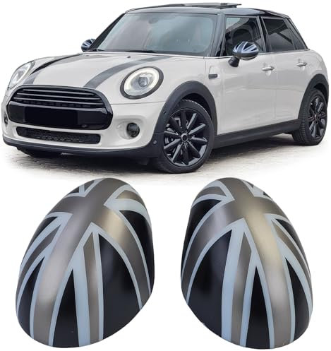 Spiegelkappen Union Jack Schwarz Grau passt für Mini F54 F55 F56 F57 13-18