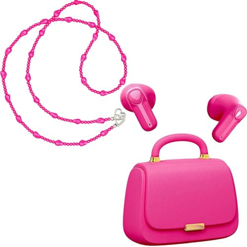 ANCwear Ear Buds,Bluetooth 5.3 In-Ear headphones,13mm Drivers deliver Premium Sound Earphones,22H Playtime True wireless Earbuds with Unique Mini HandBag Charging Case (Hot Pink/Vibrant Pink)