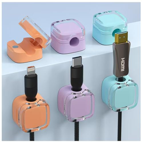 Crossarctic 6 Stück Kabel-Ordnungs-Clips, verstellbare Kabel-Organizer, magnetisches Kabelmanagement, selbstklebende Drahthalterung für Schreibtisch, Nachttisch, Ladekabel, HDMI, USB, Audiokabel,