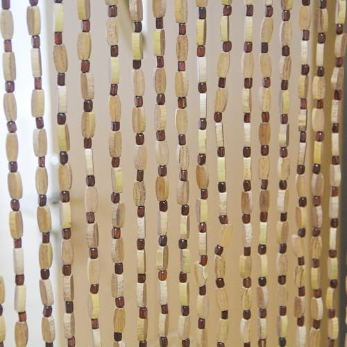 Smongdelis 45 Strands Colorful Boho Hippie Door Beads Curtain, Hanging Wood Beaded Curtain for Doorways 36 Inches x 79 Inches (Rainbow-3)