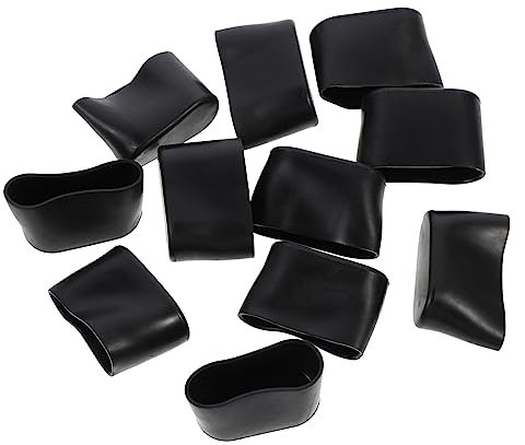 Mikikit 10st Tisch- Und Stuhlschutzpolster Stuhlhussen Streifen Möbelfußabdeckungen in Ovaler Form Socken Einstellbar Schrauben Beine Kissen Sofabezug rutschfeste Tischbeinkappen Black PVC