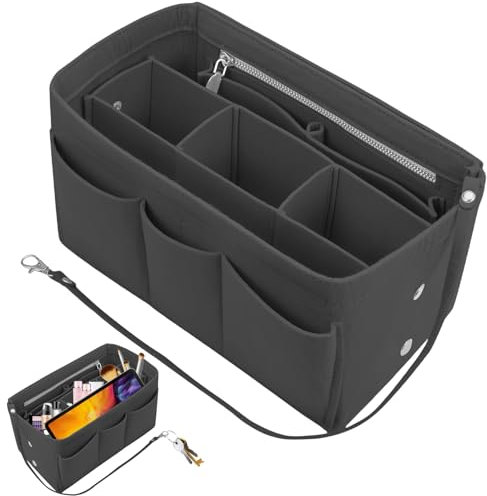 TenaLucy Handtaschen Organizer, Bag Organiser for Women’s Handbags, Felt Bag Organiser, Filz Taschenorganizer mit Mehrere Fächer,Geeignet zur Aufbewahrung Diverser Kleinteile (Schwarz)