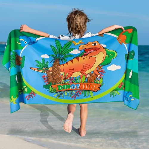 Dinosaurier Strandtuch Mikrofaser, 75 x 150 CM Schnelltrocknend Strandhandtuch Kinder, Leichte Sandfrei Strandtücher Groß, Weich Beach Towel Jungen für Strand, Schwimmen, Reise, Dusche, Camping, Pool