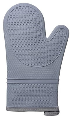 Silicone Oven Gloves 2PCS - Grey Heat Resistant Oven Mitts, Non-Slip Waterproof Cooking Gloves with Soft Inner Lining for Baking, Grilling & Kitchen Use