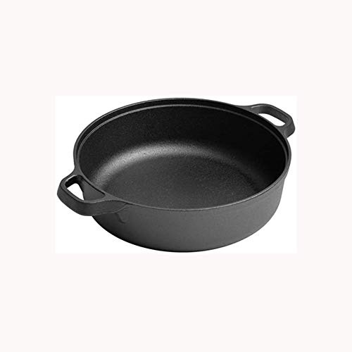 Prettiee Topf, Gusseisenpfanne Unbeschichtet Barbecue Bratpfanne Küche Mini Binaural Wok Induktionsherd Gasherd