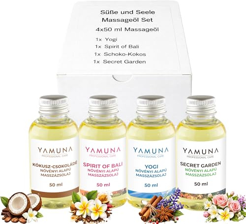 YAMUNA NATURAL BEAUTY-Sets im Geschenkkarton – Natürliche Pflege & Duftreise für die Sinne – 200 ml (4 x 50 ml) – 100% Pflanzliche Öle | Wellness und Entspannung zu Hause (Süße und Seele)