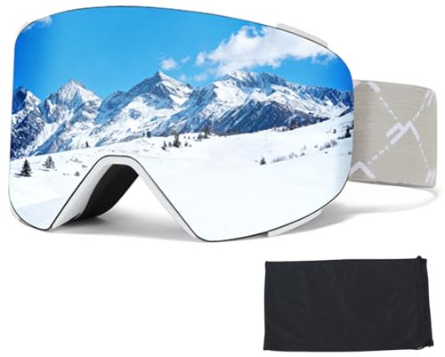 VCOROS Skibrille YH693C Skibrille Magnetisch OTG für Unisex | Skibrillen UV-Schutz Anti-Nebel Vollständig Plattiertes REVO Verstellbarer Rutschfester Riemen Snowboard Brille für Skifahren