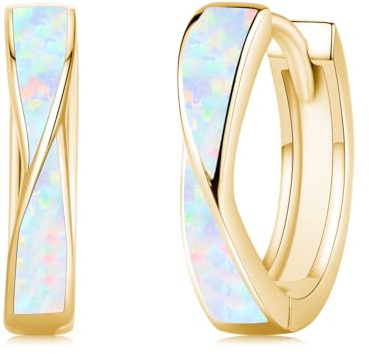 Twoowl Opal Creolen 925er Sterling Silber Opal Huggie Ohrringe Schmuck für Damen Mädchen Herren