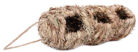 Ljmyy Papageien-Grashaus, handgewebtes Stroh-Vogelnest, 3 Löcher, Naturfaser, Vogel zum Schlüpfen, Zucht, Gartenbedarf, Sittichkäfig