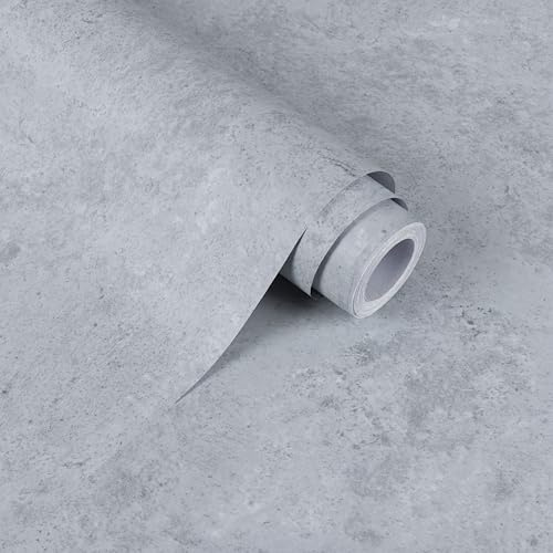 Alened Sticky Back Plastic Vinyl Wrap Self Adhesive Grey 40x300cm | Peel and Stick Wallpaper Concrete Effect Waterproof Removable Decorative for Kitchen Furniture