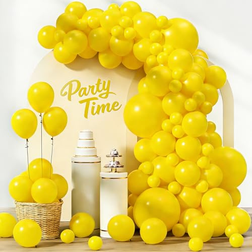 107 StückGeburtstagsdeko Luftballons, Luftballons Geburtstag Gelb Girlande, Größen 18 12 10 5 Zoll Ballons Festival Party Deko, Latex Ballongirlande Deko, Hochzeit Ballonbogen, Baby Shower Deko
